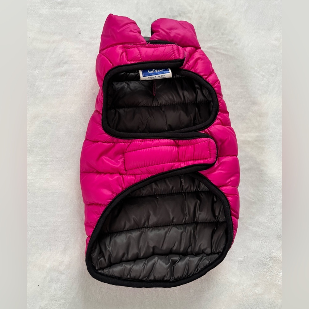 Top Paw Fuchsia and Black Quilted Dog Jacket OS